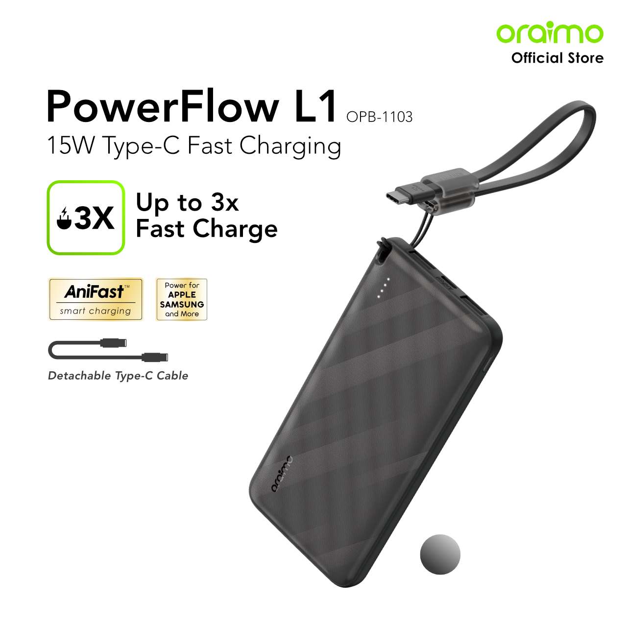 Oraimo PowerFlow L1 OPB-1103 15W - Linkphones Center